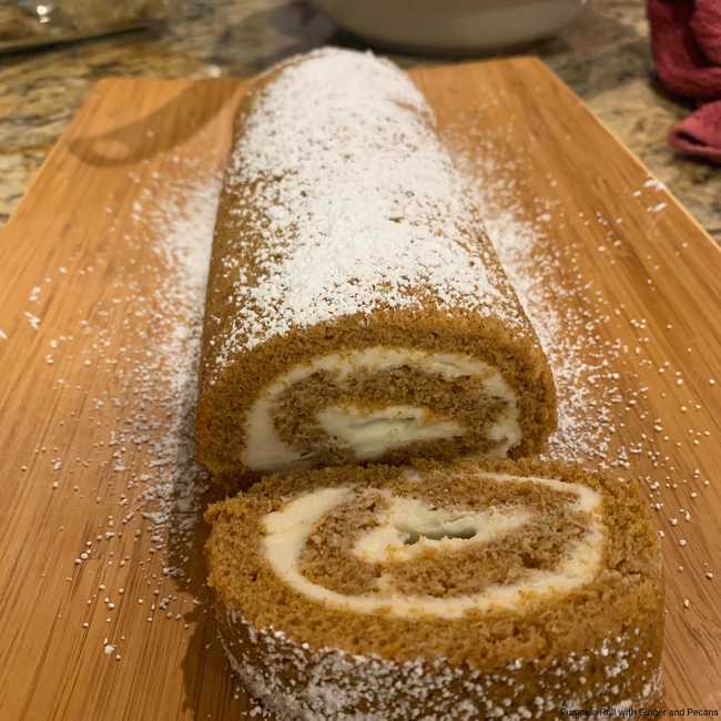 Pumpkin Roll with Ginger and Pecans