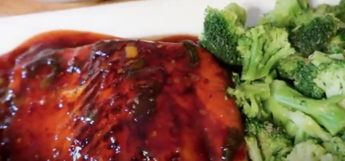 Slow-Roasted Salmon with Sweet Chili Glaze and Scallions