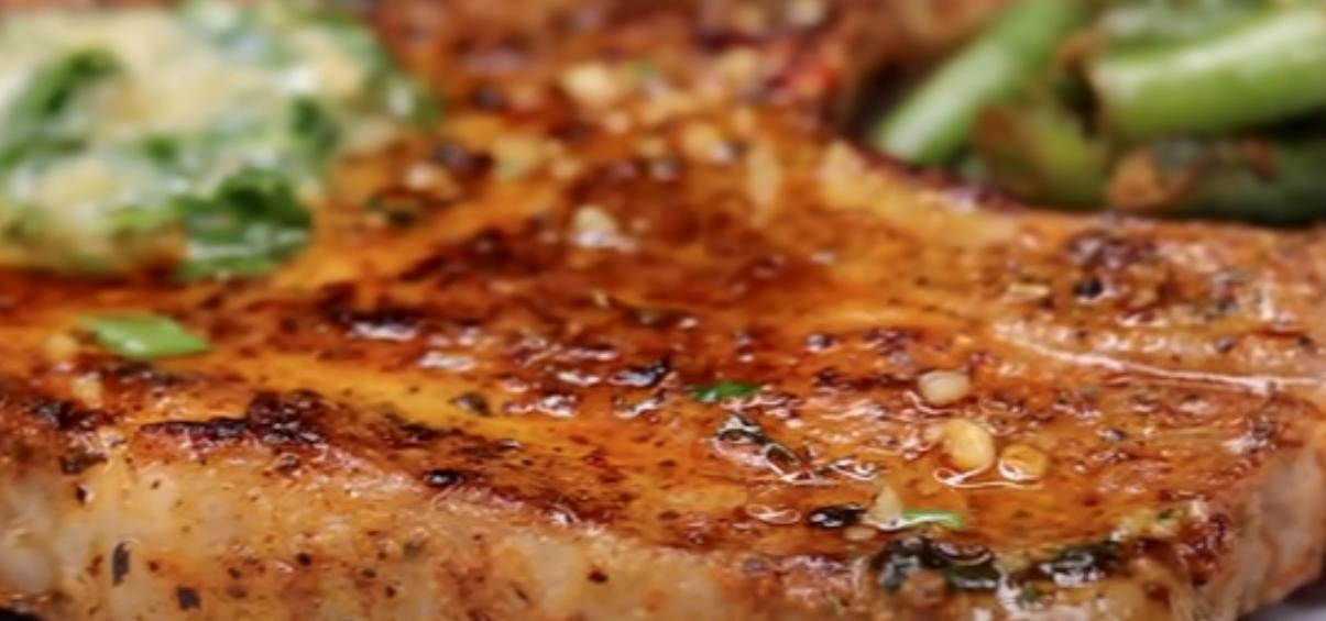 Pan-Seared Pork Chops with Garlic and Greens