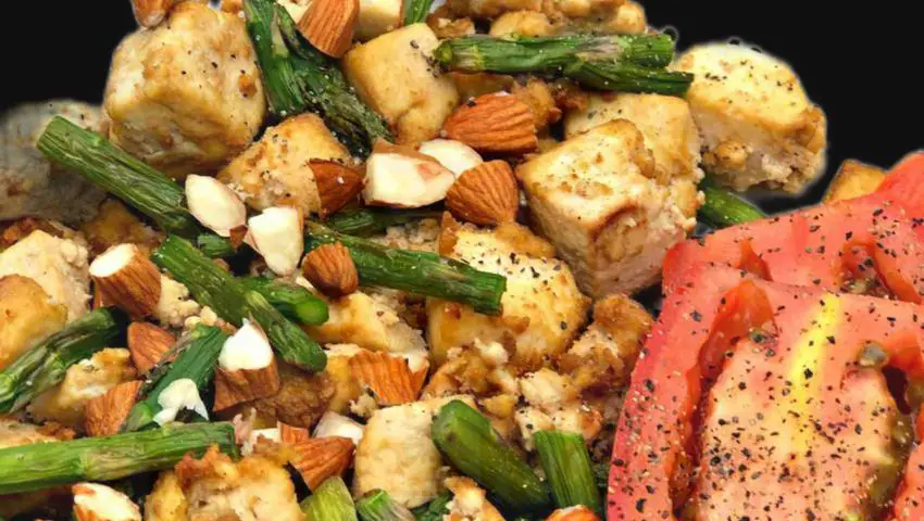 Air Fryer Vegan Tofu And Asparagus Scramble
