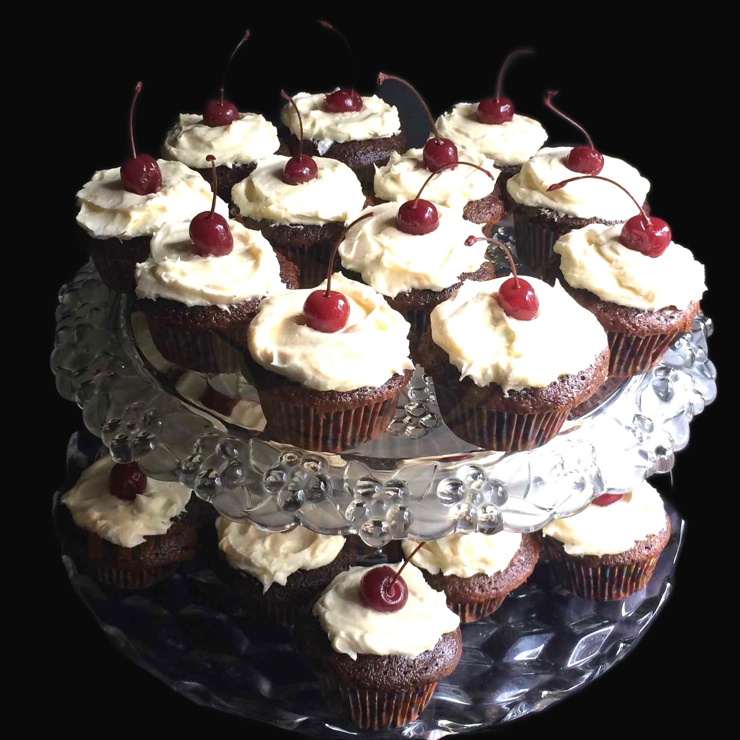 Chocolate-Cherry Cupcakes with Cream Cheese Buttercream Frosting