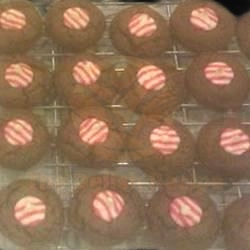 Double Chocolate-Candy Cane Kiss Cookies