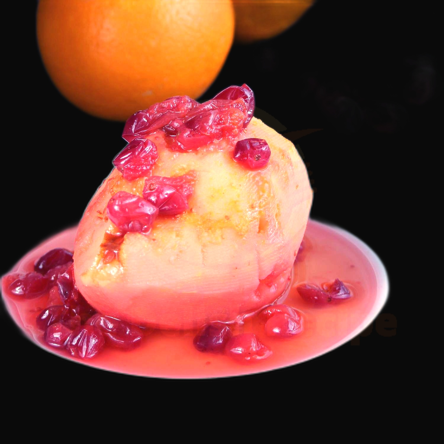 Poached Quince with Cranberries