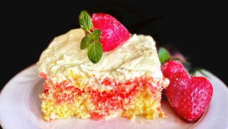 Freshly-Baked Strawberry Lemonade Delight Poke Cake