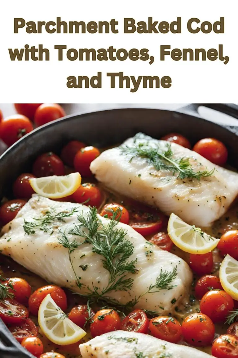 Parchment Baked Cod with Tomatoes, Fennel, and Thyme