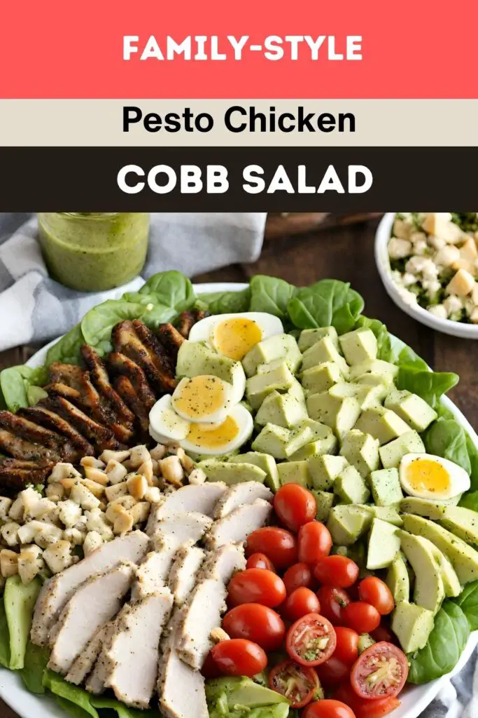 Colorful Family-Style Pesto Chicken Cobb Salad - Perfect for Potlucks!