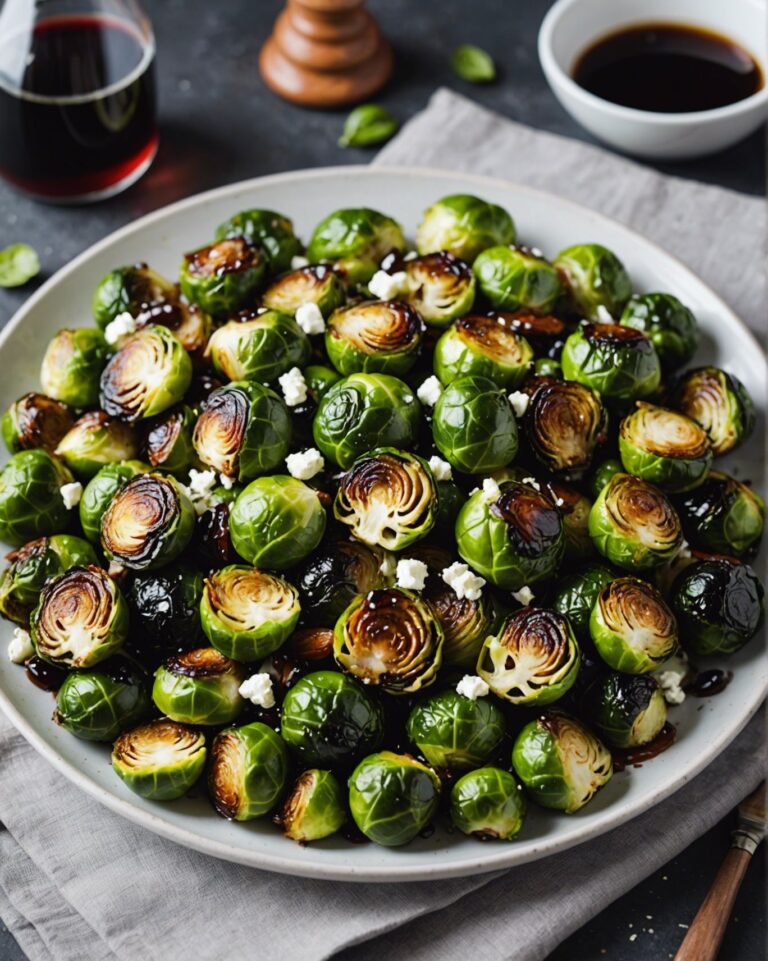 Air-Fried Brussels Sprouts With Balsamic-Honey Glaze And Feta (Crispy Delight)