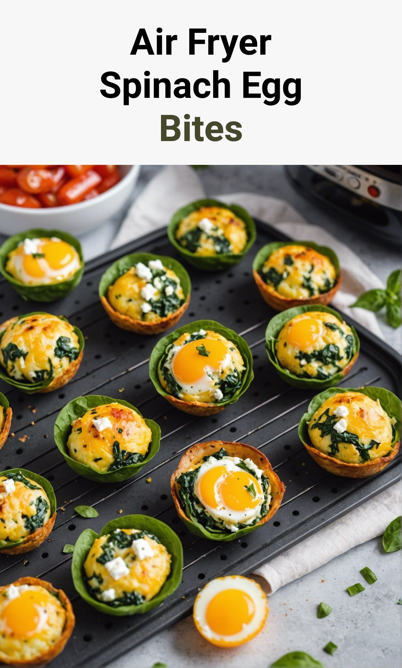 Air Fryer Spinach, Pepper, And Feta Egg Bites [With Ramekin Coating