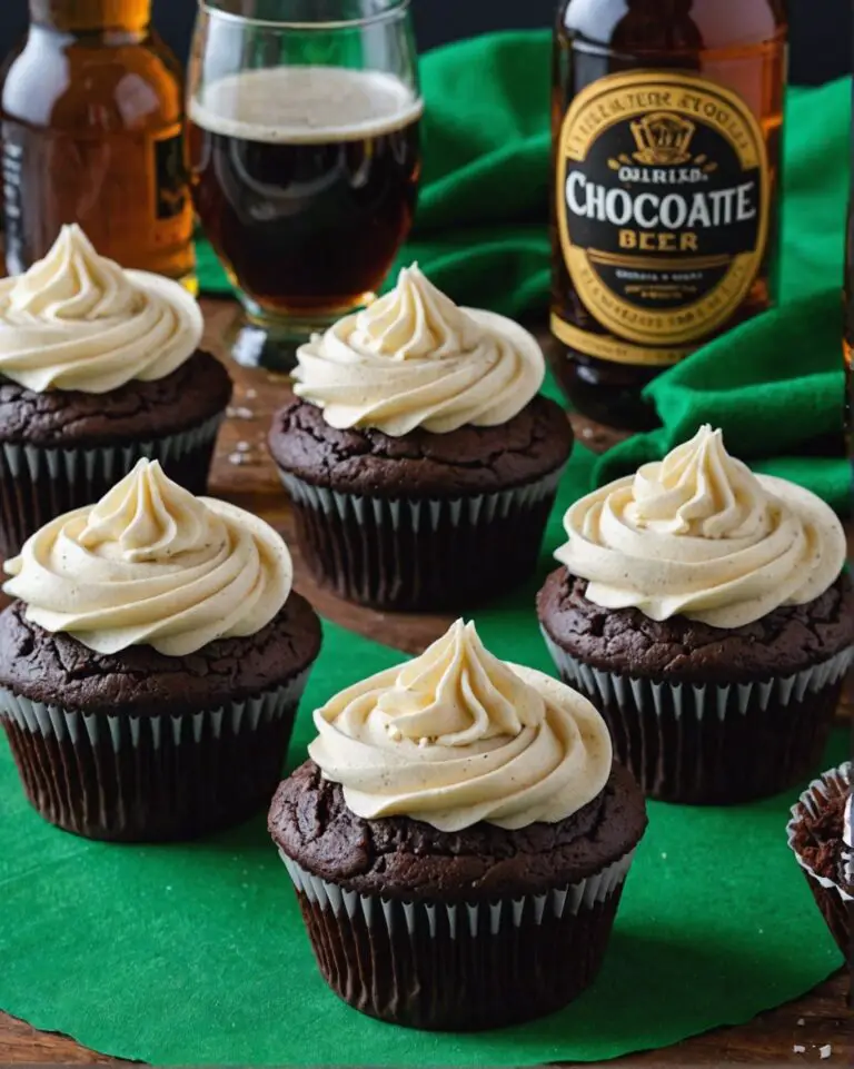 Chocolate Beer Cupcakes With Whiskey Filling And Irish Cream Icing (Boozy Treat)