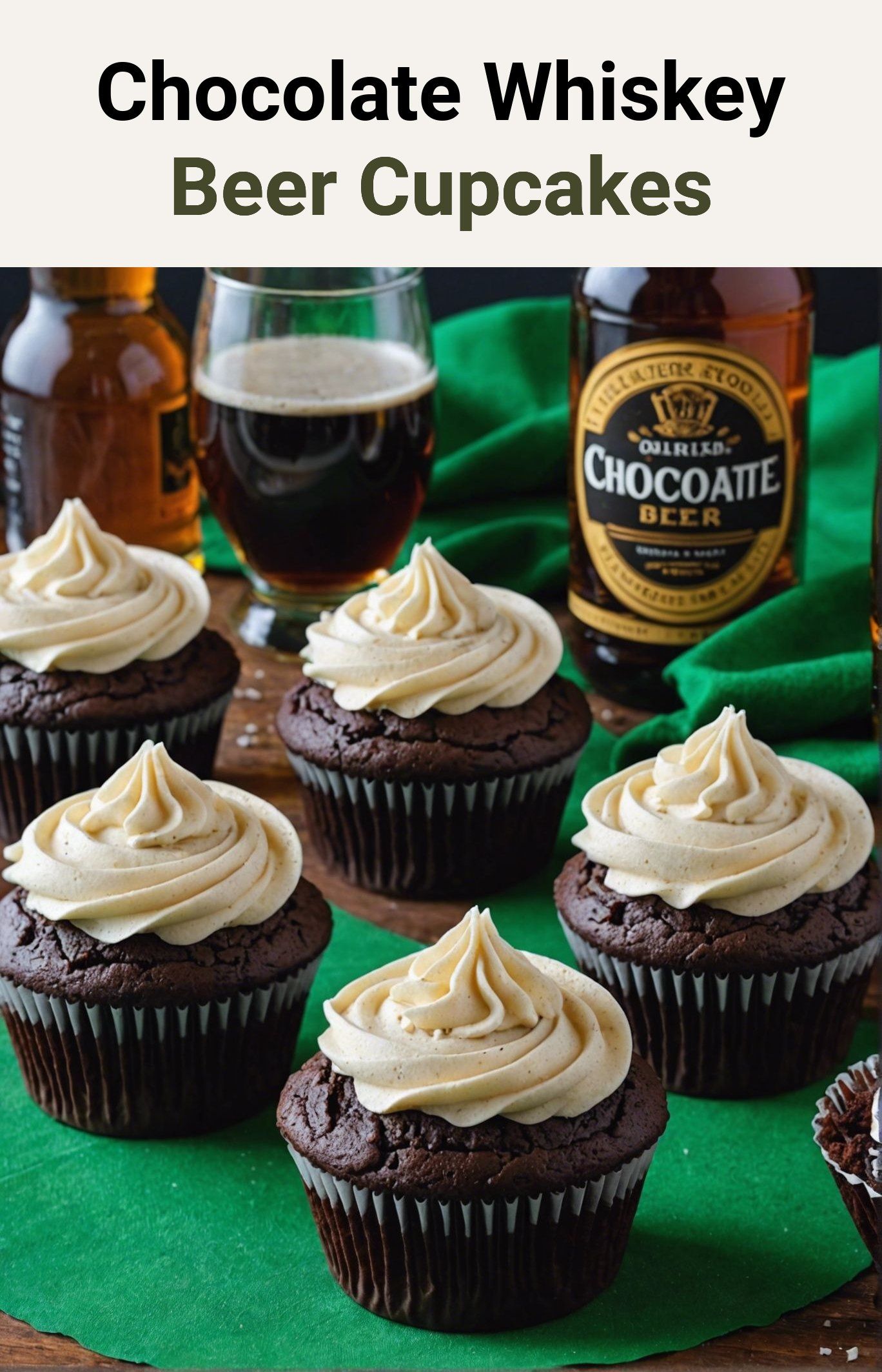 Chocolate Beer Cupcakes With Whiskey Filling And Irish Cream Icing