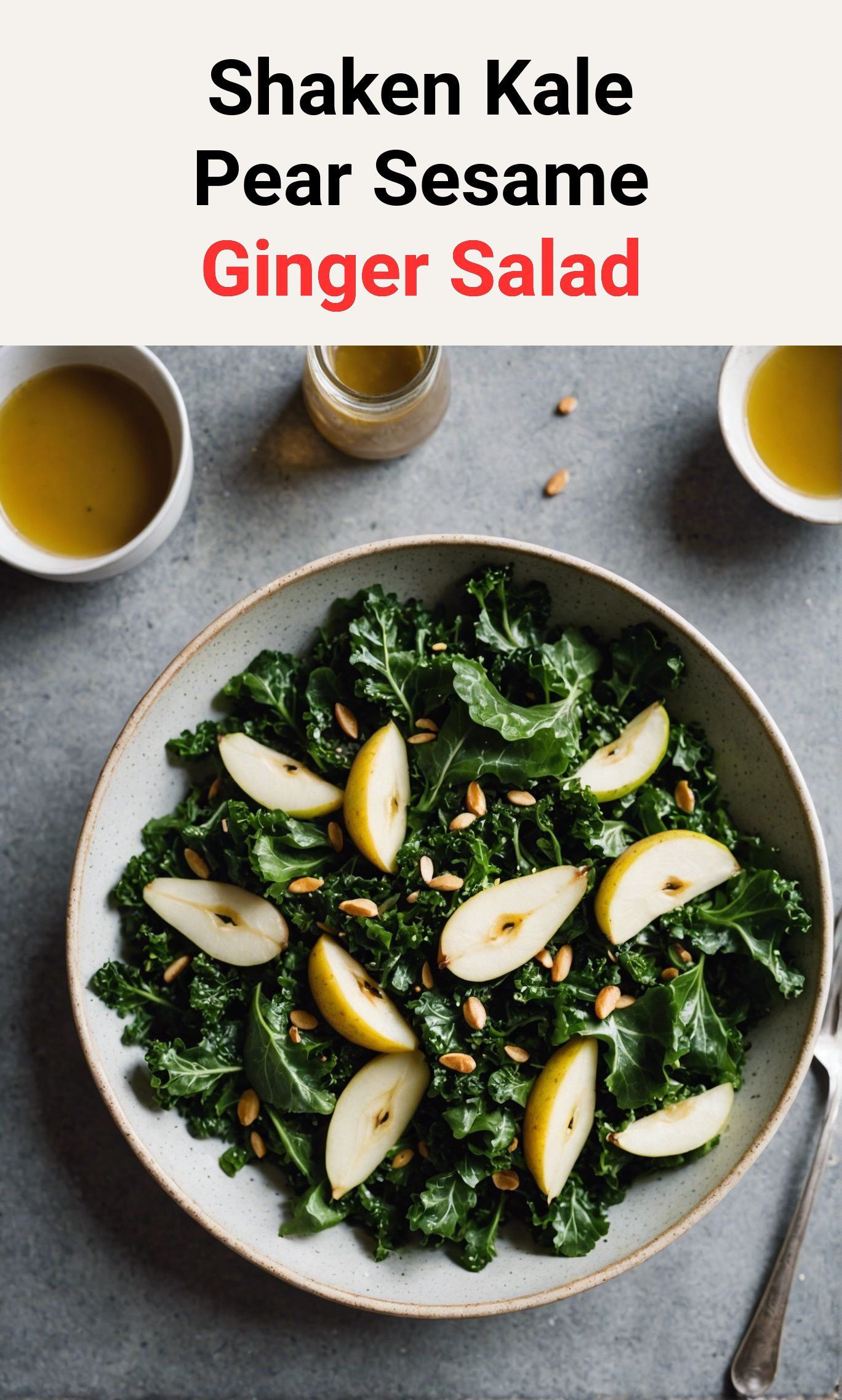 Kale Pear Salad With SesameGinger Dressing (Shaken Dressing) The