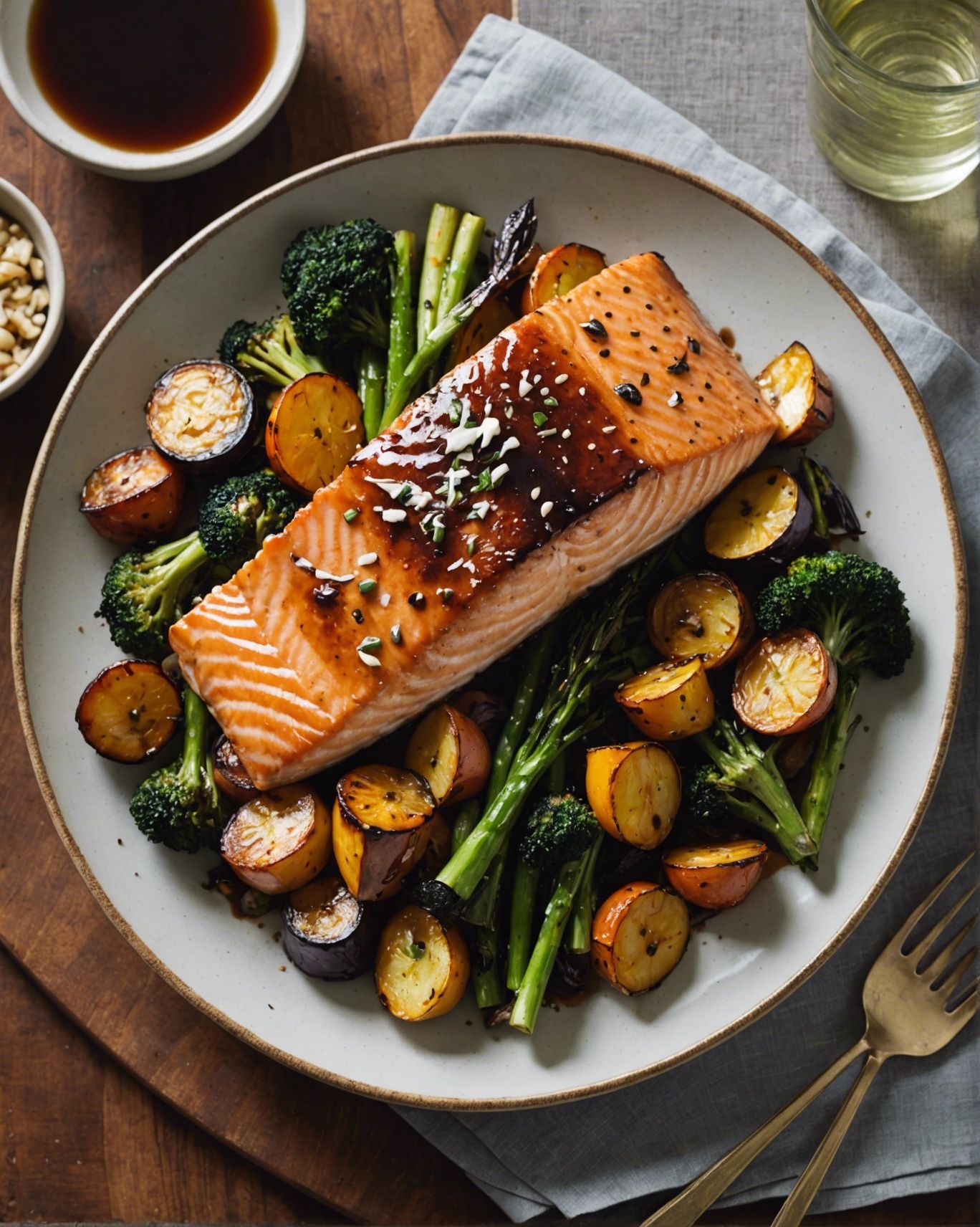 Miso Glazed Salmon With Roasted Vegetables The Delish Recipe 0303