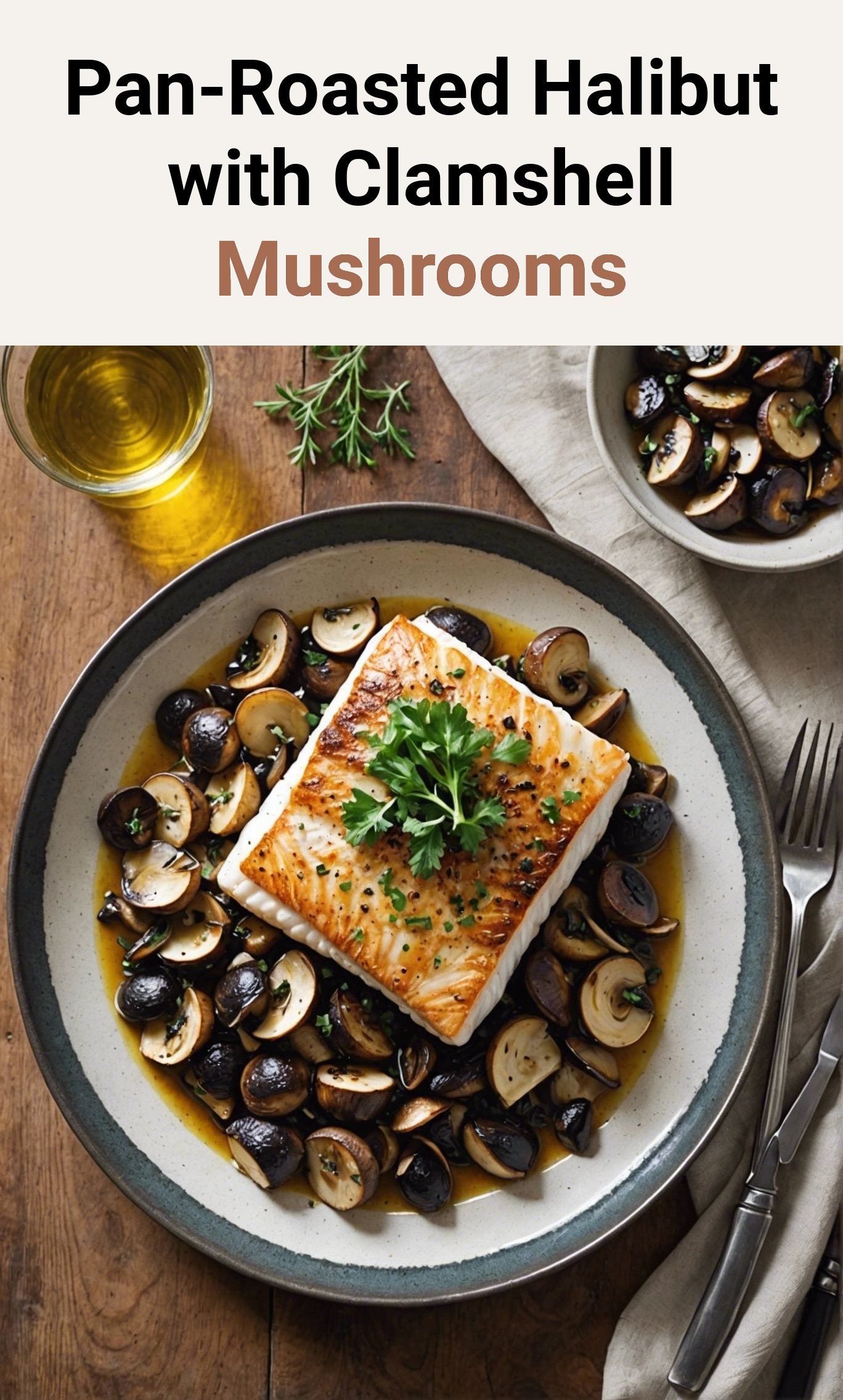 Pan-Roasted Halibut with Clamshell Mushrooms