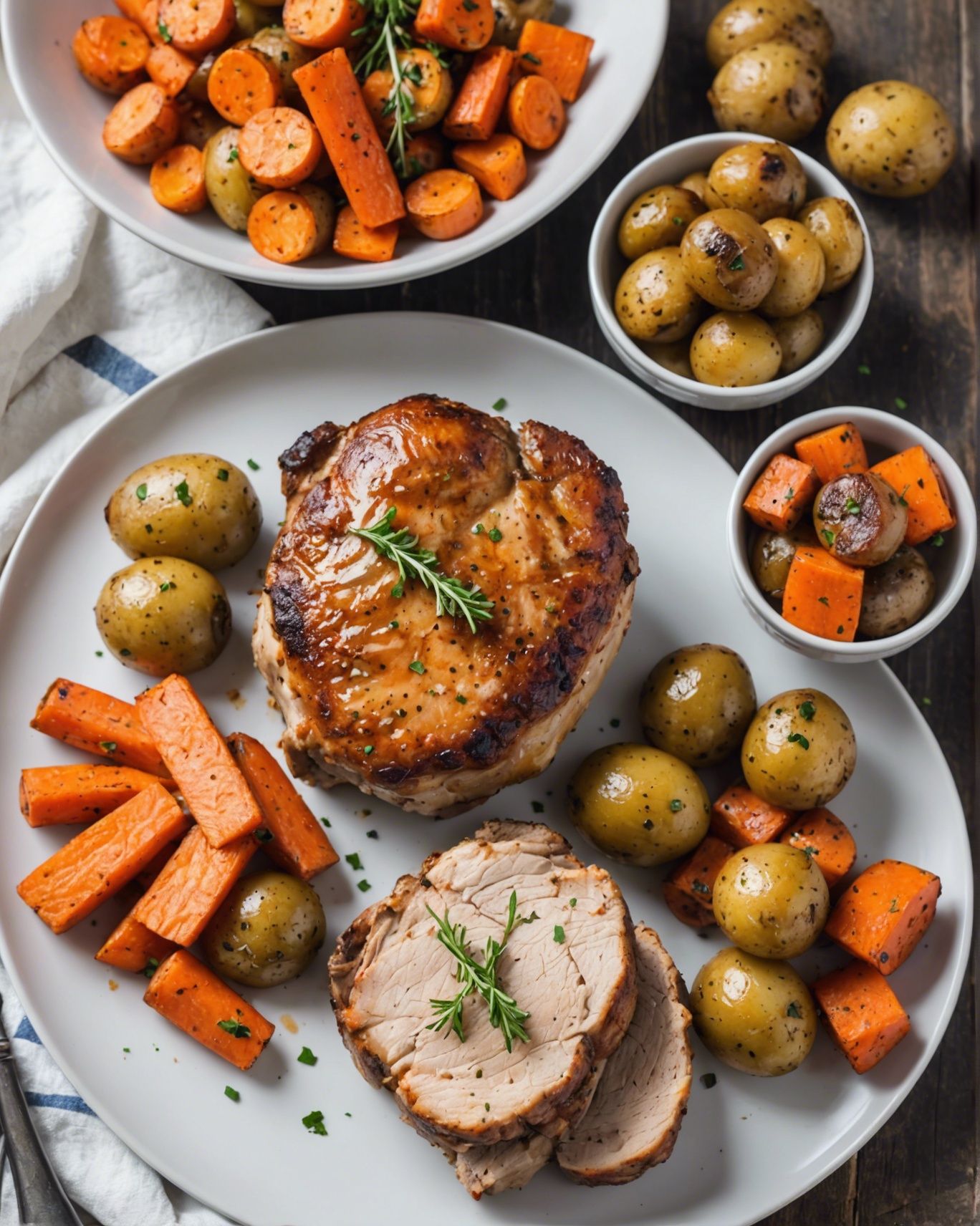 Pressure Cooker Bone-in Pork Chops, Baked Potatoes, And Carrots (easy 