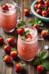 Agua Fresca De Fresas Con Crema Strawberry Slush