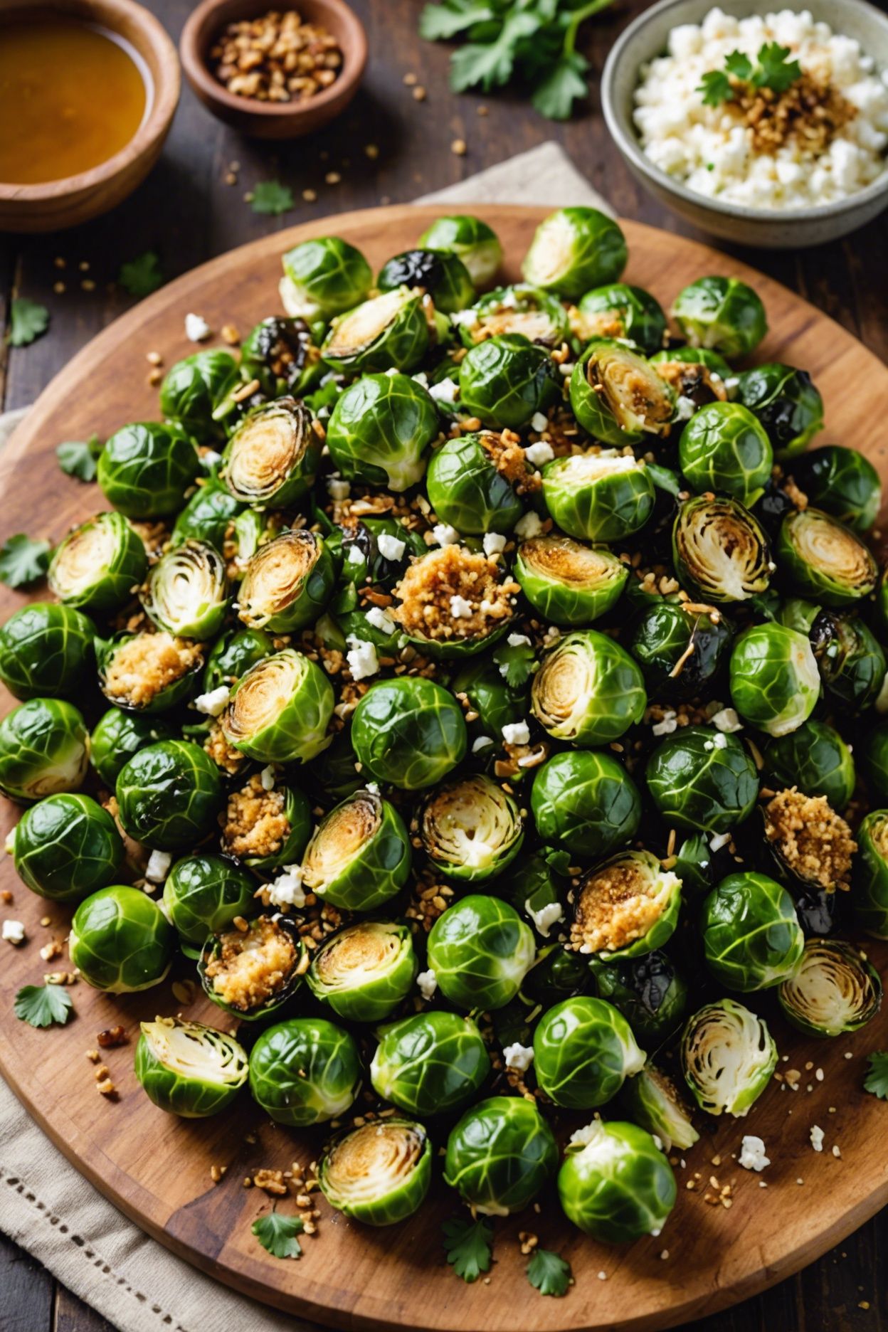 Air Fried Brussels Sprouts With Balsamic Honey Glaze And Feta Crispy Delight