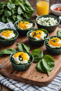 Air Fryer Spinach Pepper And Feta Egg Bites With Ramekin Coating