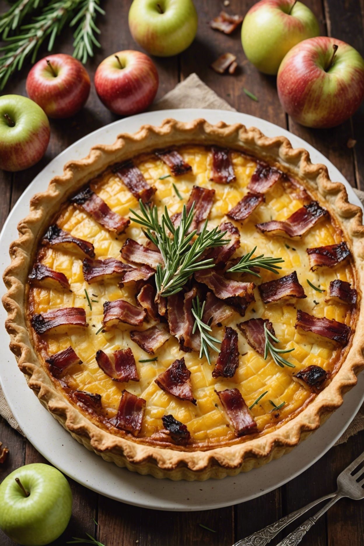 Apple Cheddar And Bacon Quiche