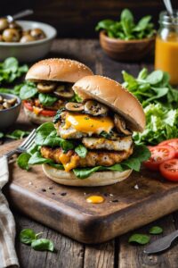 Baked Chicken Burgers With Mushrooms And Spinach