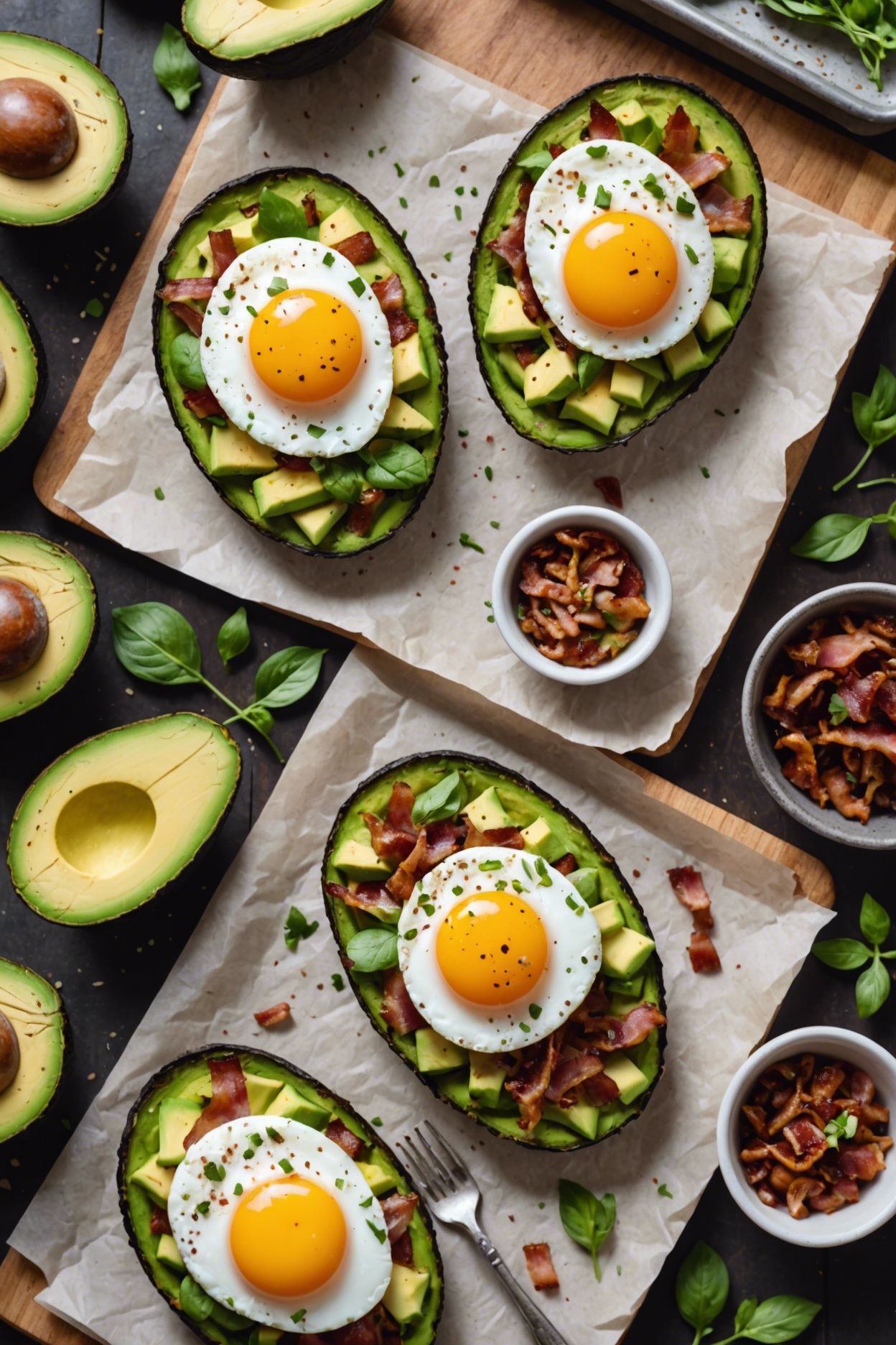 Baked Eggs In Avocado With Bacon