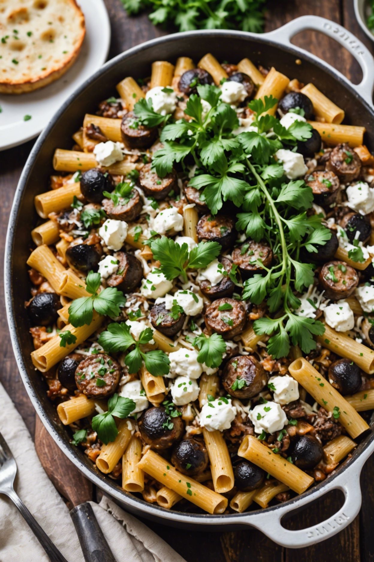 Baked Pasta With Sausage And Baby Portobello Mushroom