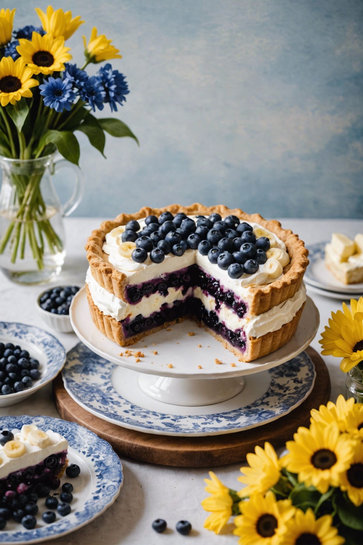 Blueberry And Banana Cream Cheese Pie