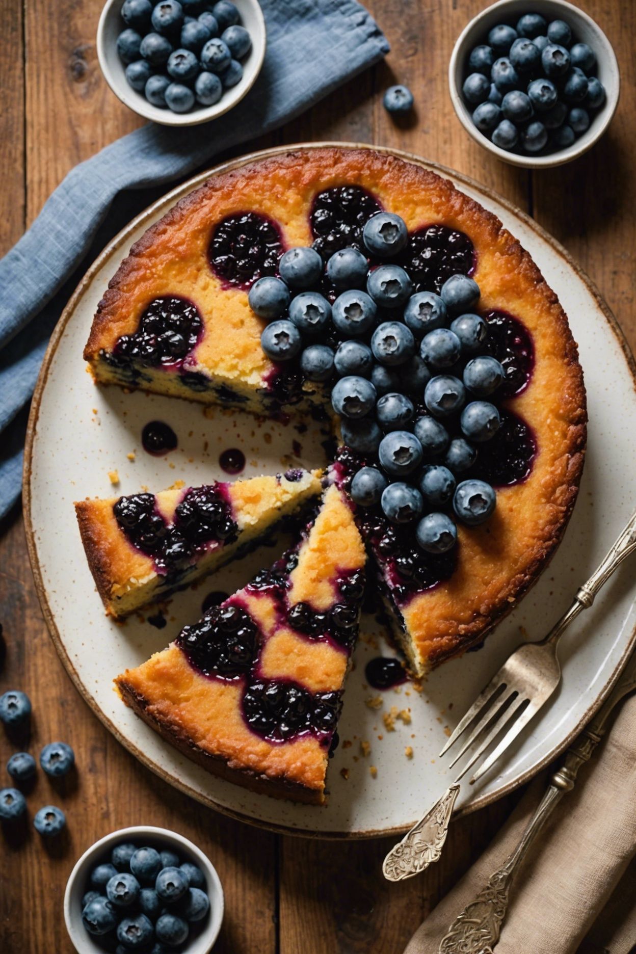 Blueberry Cornmeal Upside Down Cake
