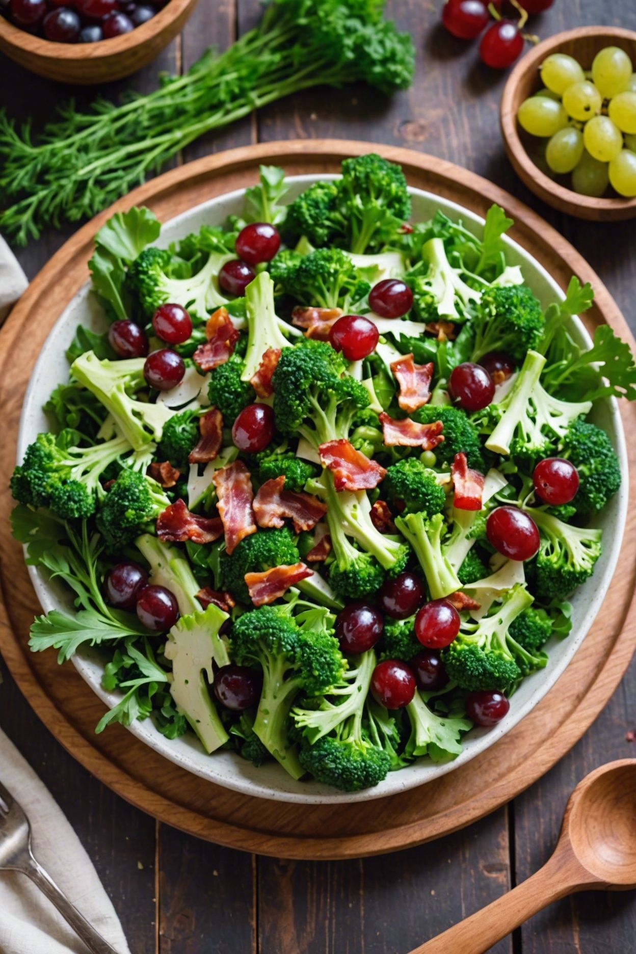 Broccoli Salad With Red Grapes And Bacon