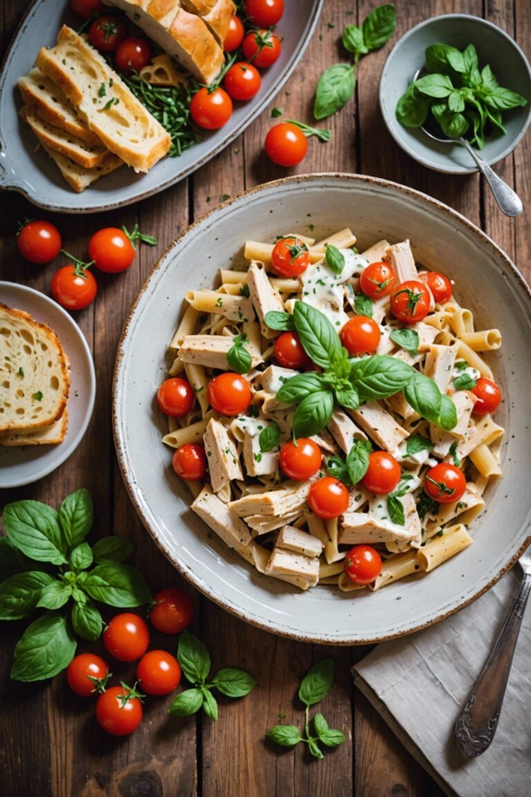 Chicken Pasta With Thyme Mint Cream Sauce