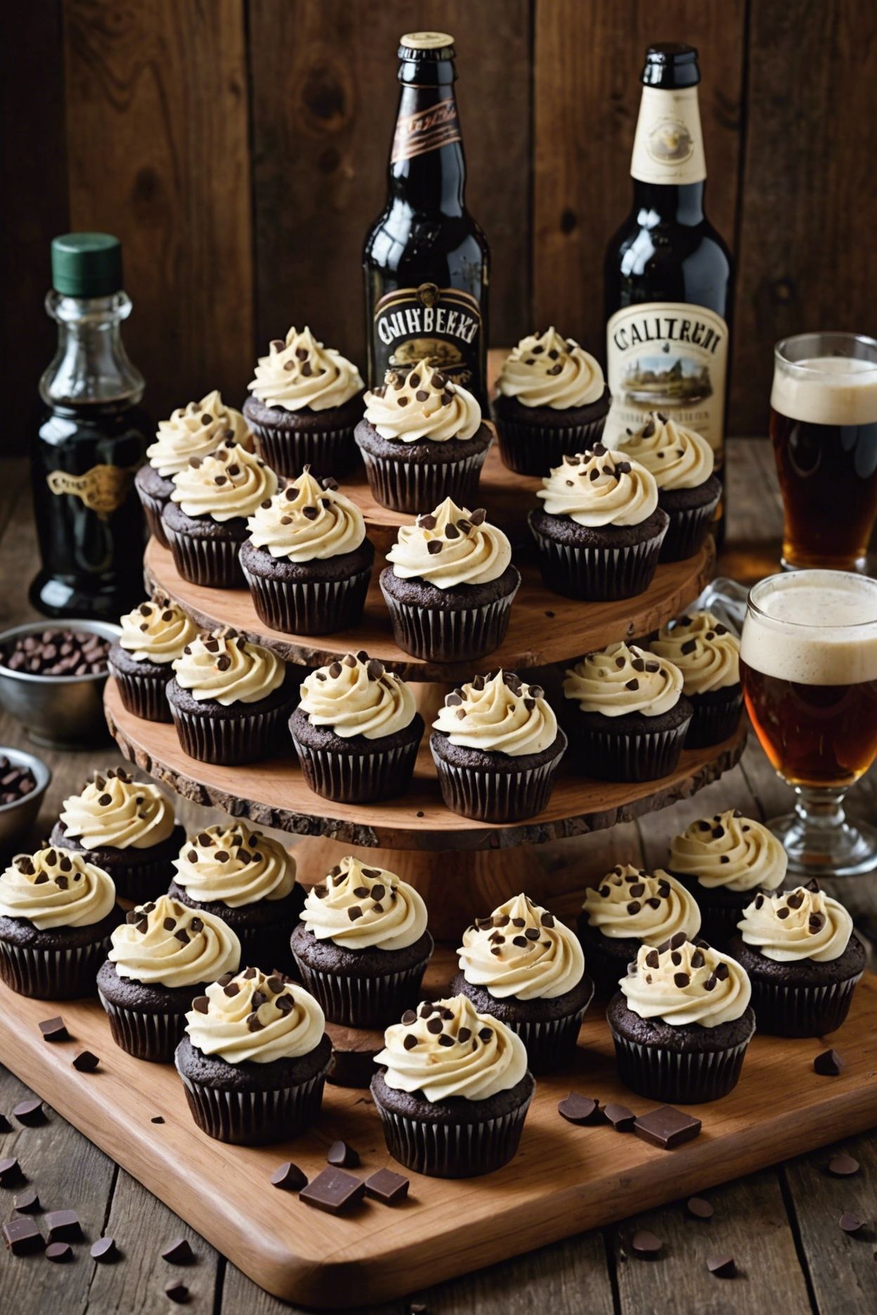 Chocolate Beer Cupcakes With Whiskey Filling And Irish Cream Icing Boozy Treat