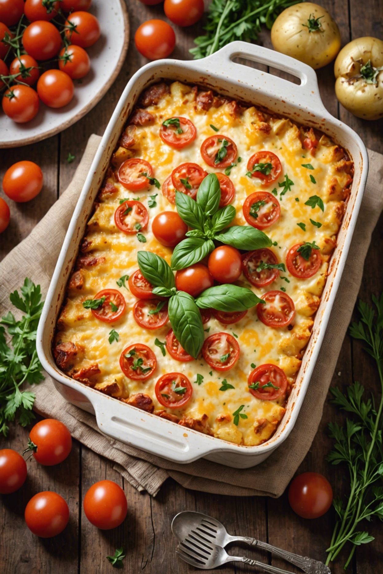 Creamy Potatoes With Cheese And Tomatoes