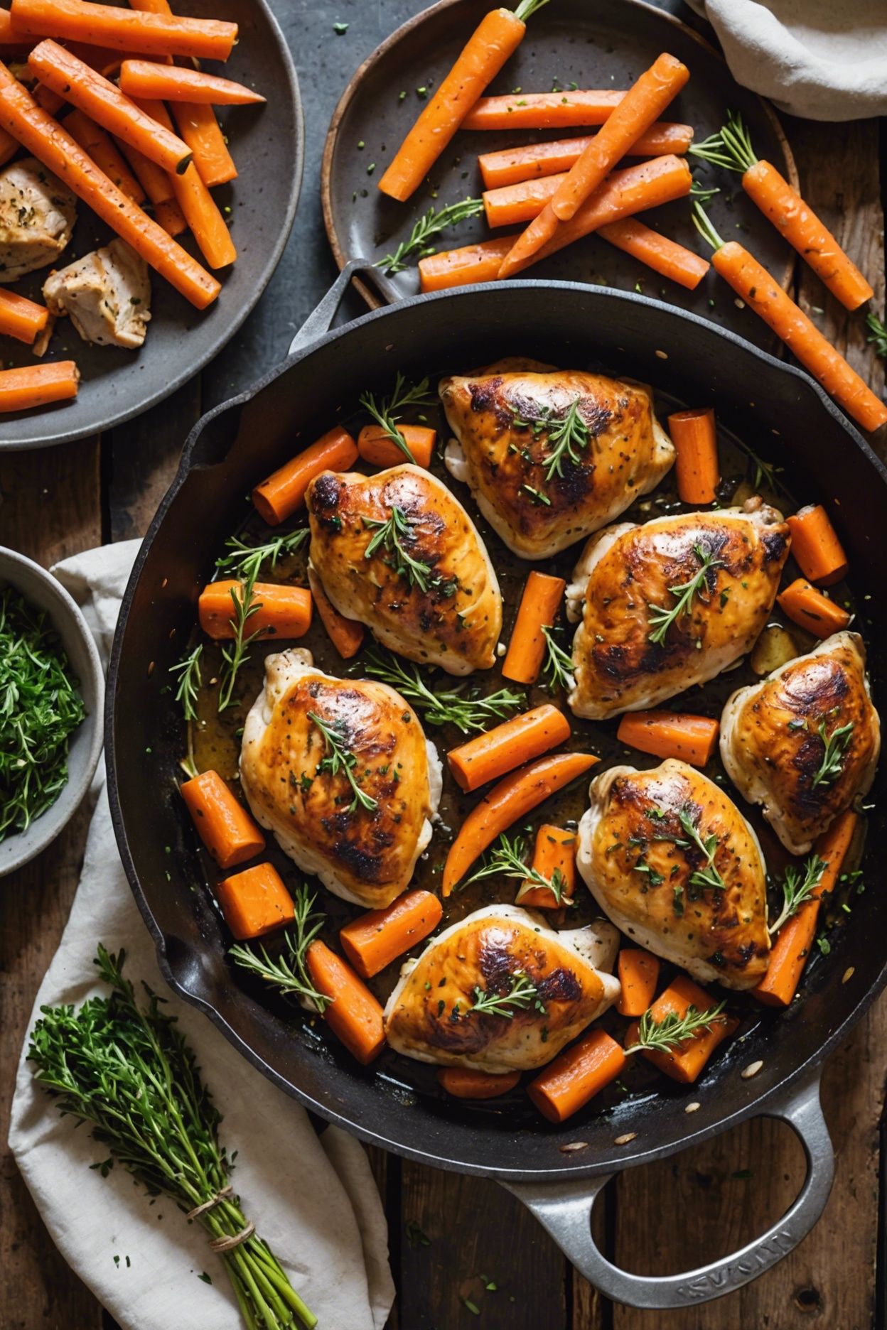 Easy One Skillet Chicken Thighs With Carrots