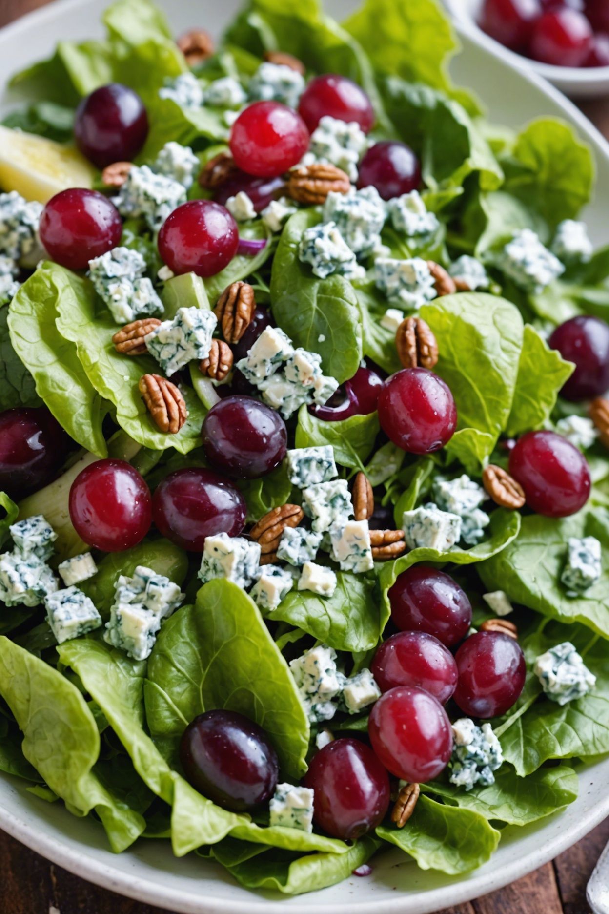 Grape And Walnut Side Salad With Blue Cheese Dressing