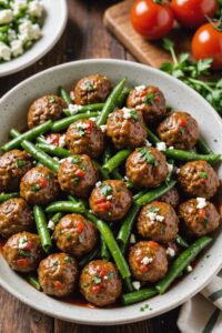 Greek Meatballs With Green Beans And Tomatoes Freezer Ready