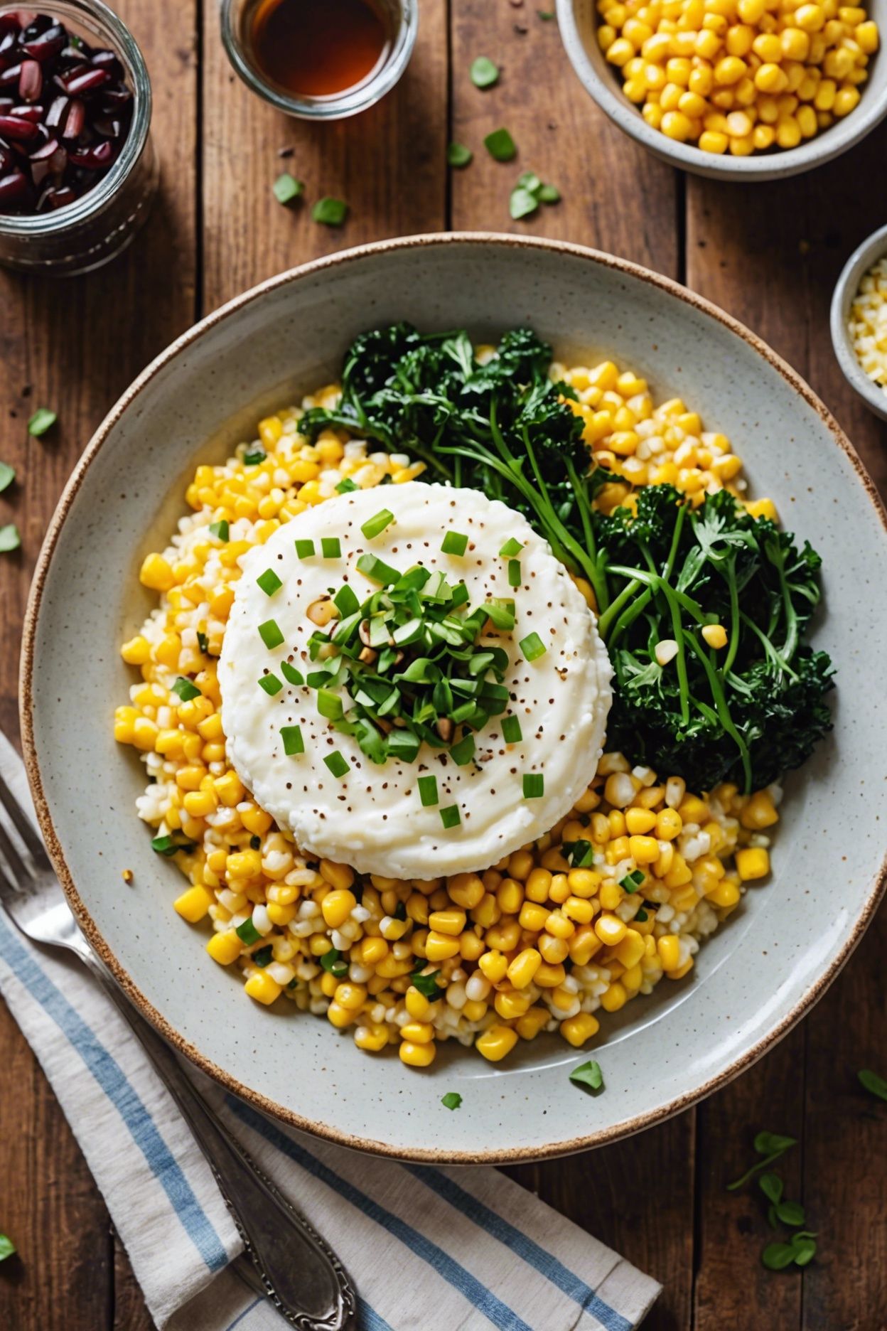 Grits With Corn And Onion Greens