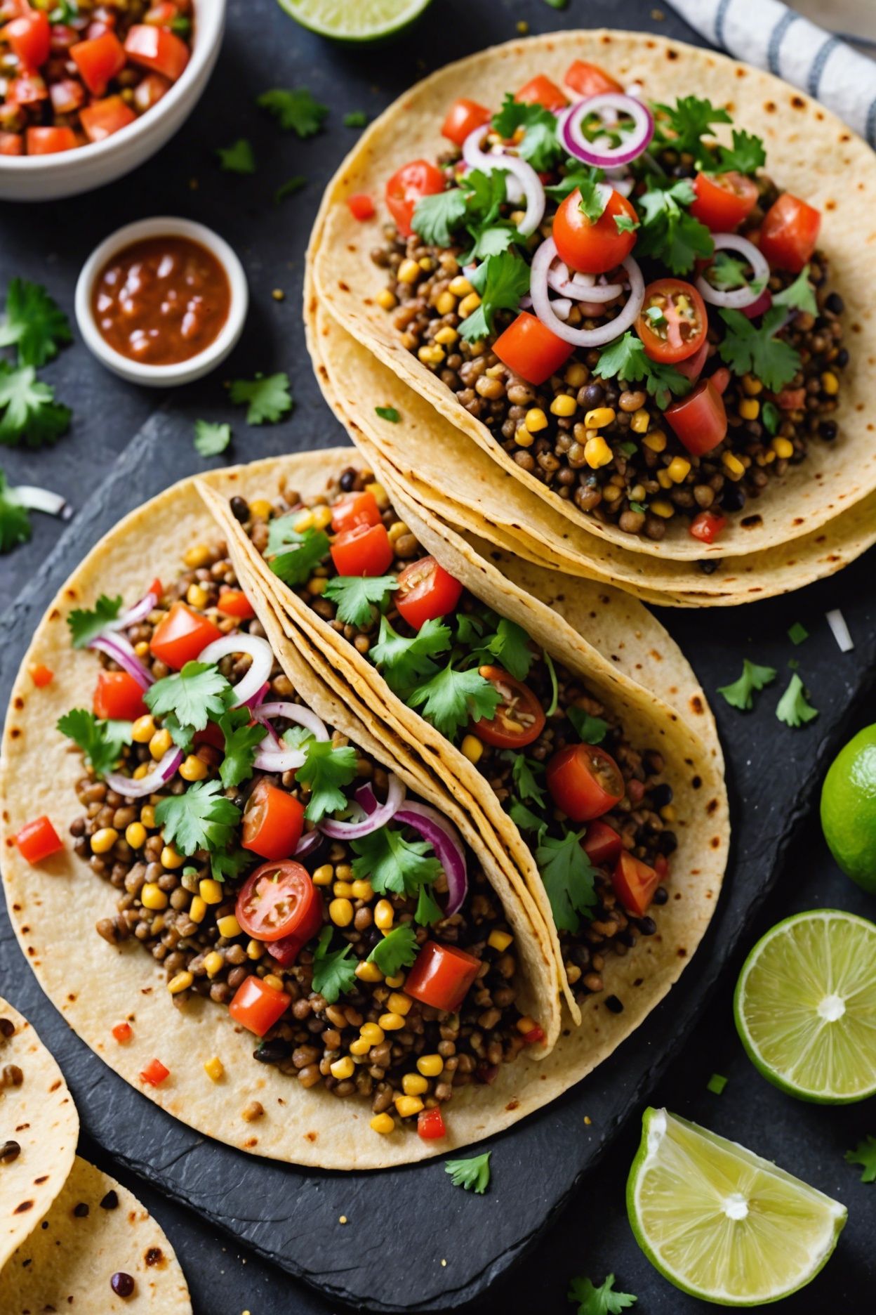 Lentil Tacos With Salsa