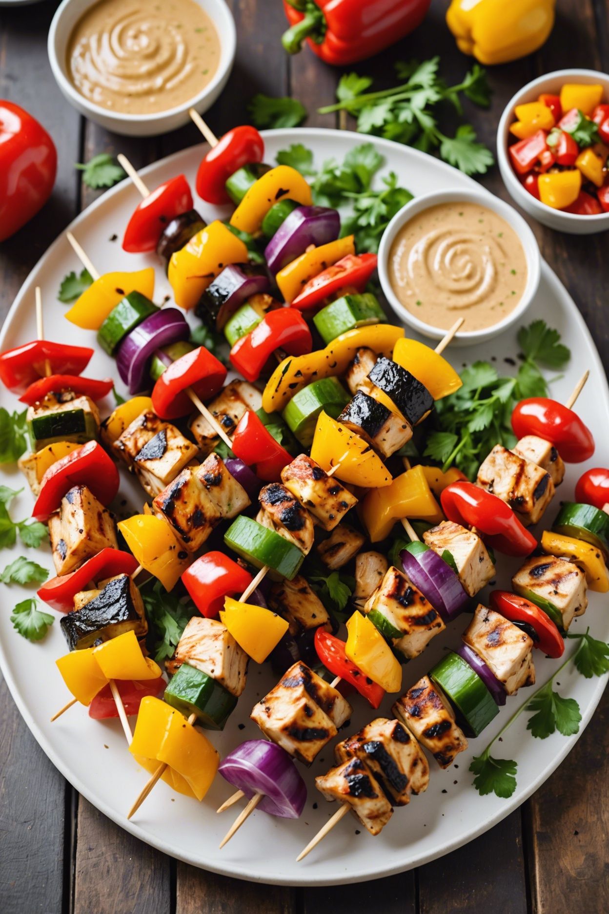Lime Ginger Chicken Kabobs With Peanut Sauce