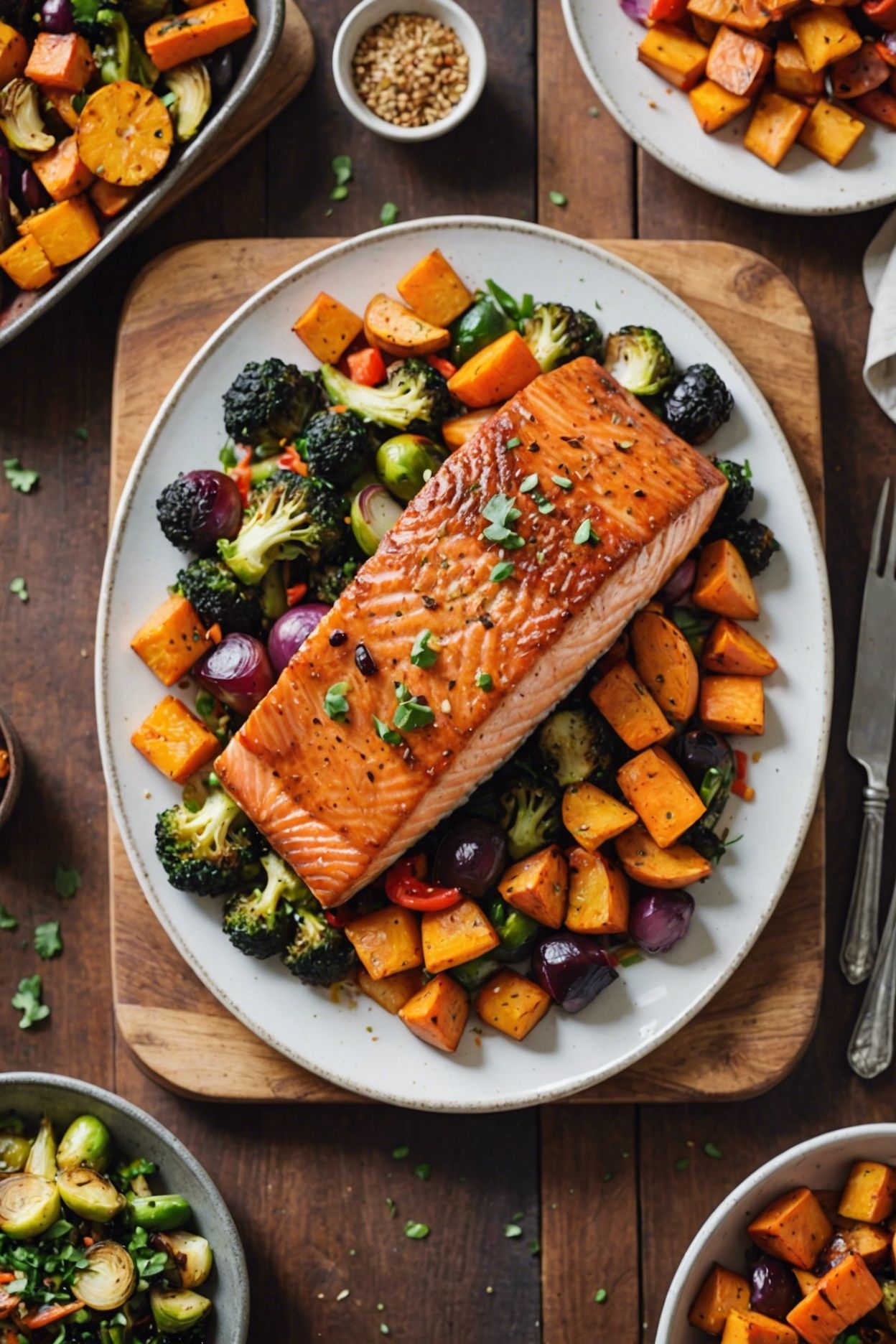 Miso Glazed Salmon With Roasted Vegetables