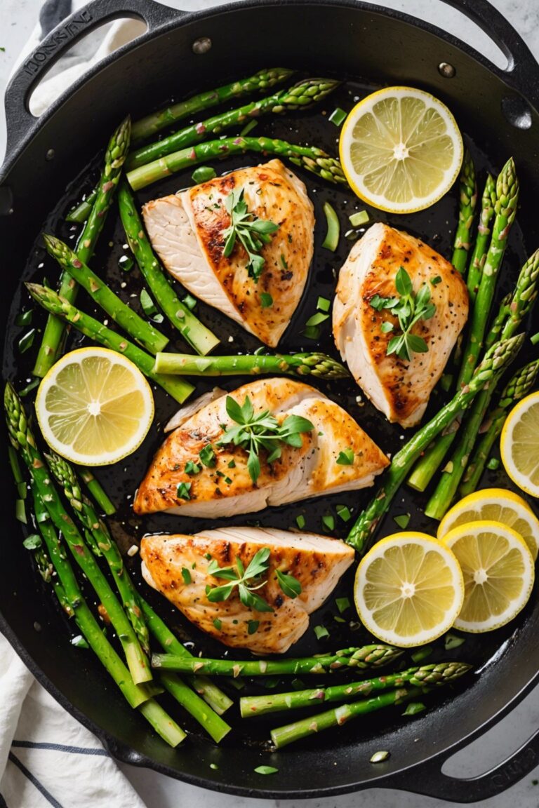 One Pan Lemon Garlic Chicken And Asparagus