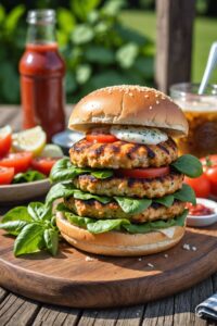 Parmesan Basil Ground Chicken Burgers