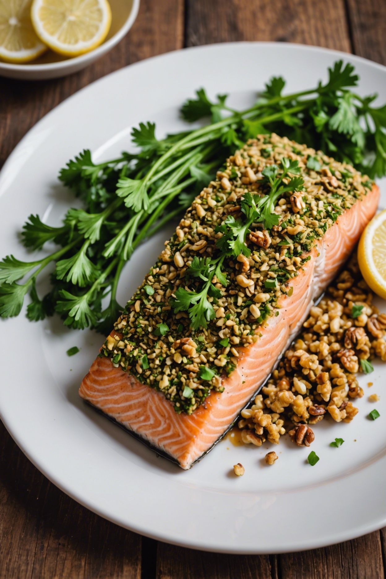 Parsley And Walnut Crusted Salmon