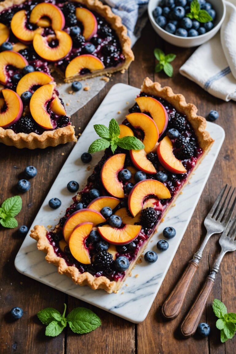 Peach Blueberry Streusel Tart