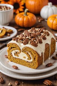 Pumpkin Roll With Ginger And Pecans