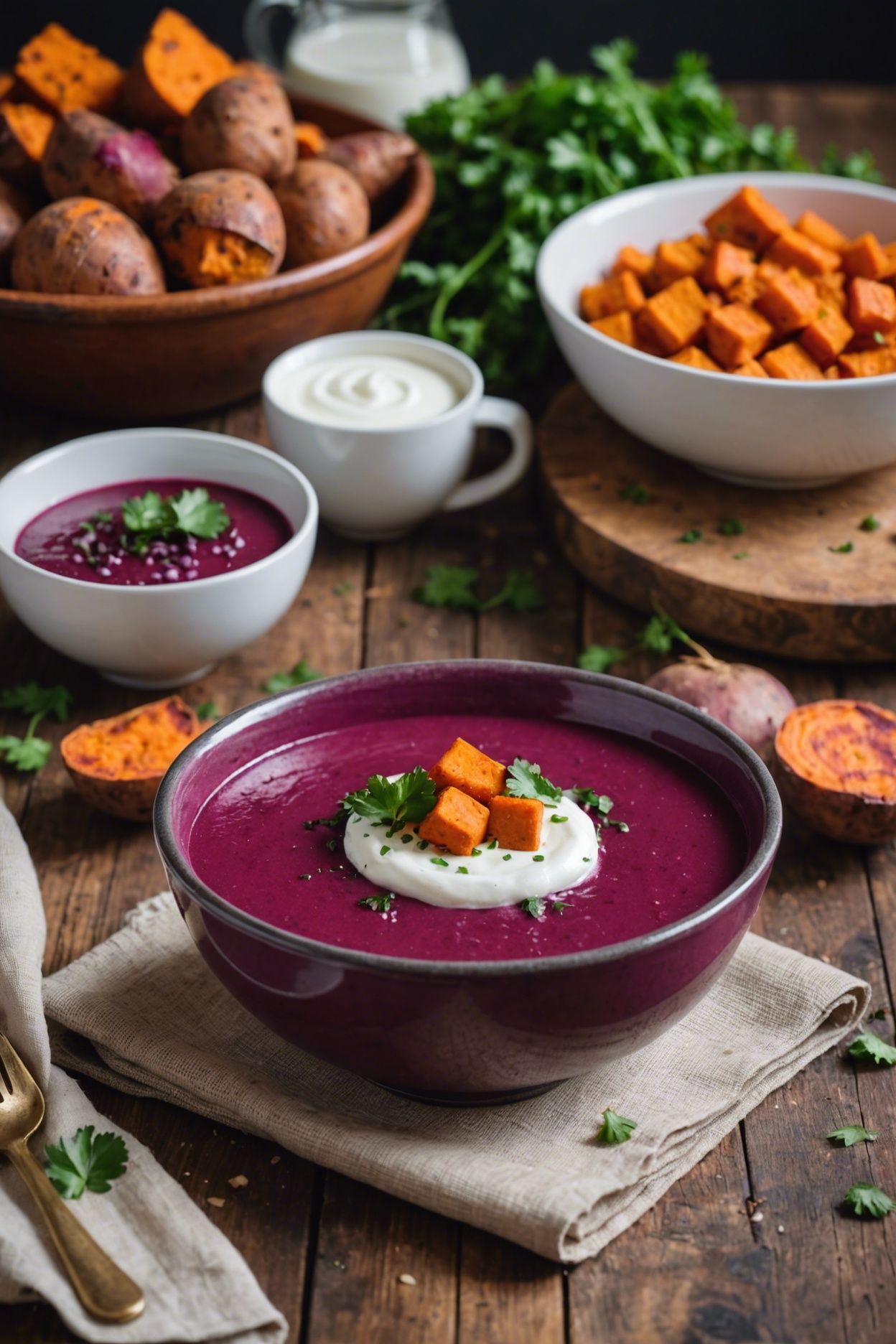 Roasted Beet And Sweet Potato Soup