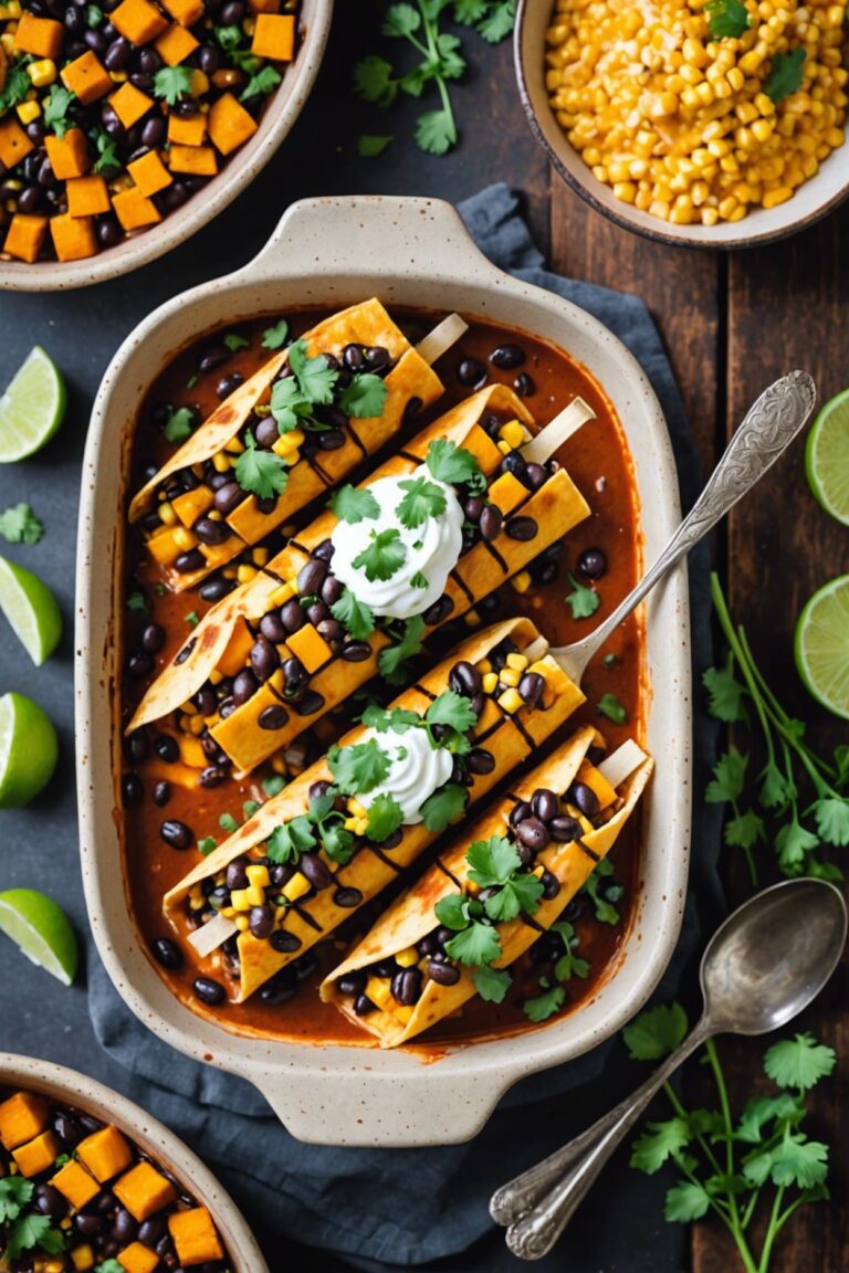 Roasted Butternut And Black Bean Enchiladas