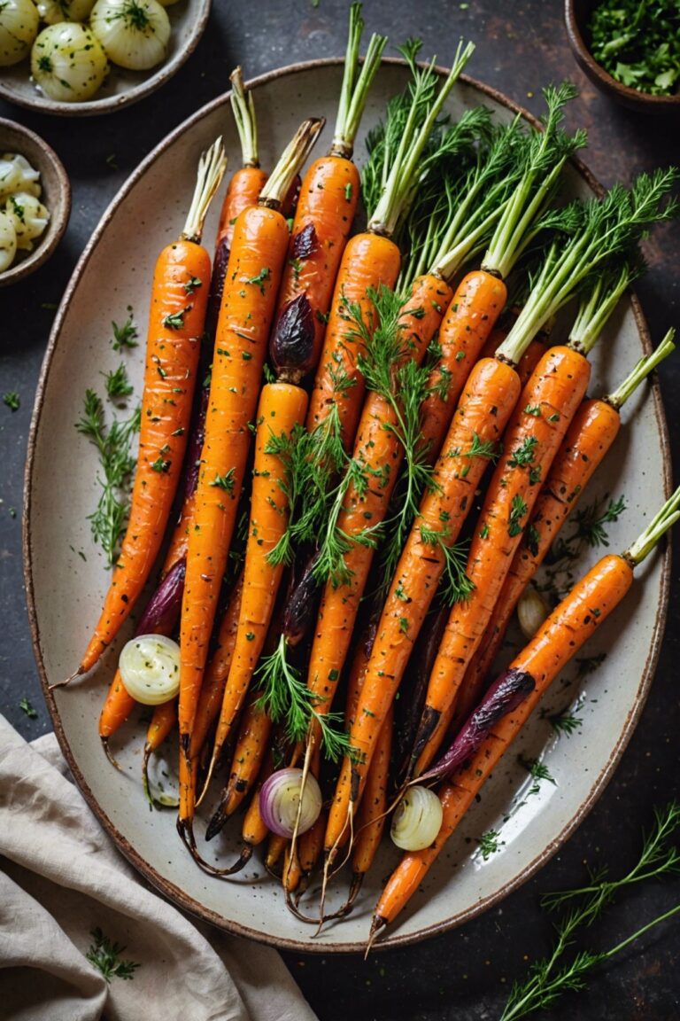 Roasted Carrots And Onions With Dill