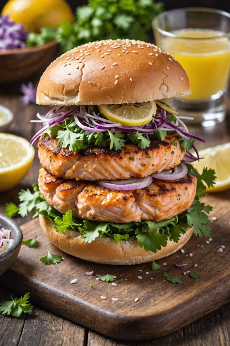 Salmon Burgers With Slaw