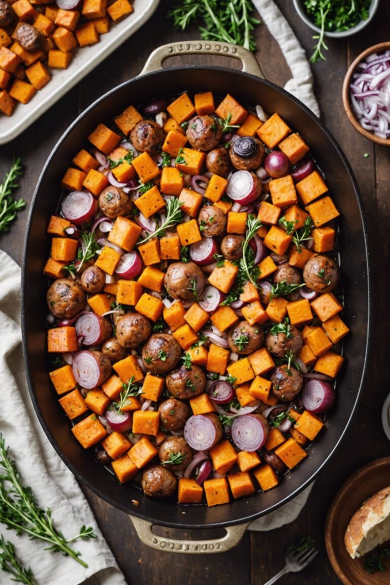 Sausage Shallot And Squash One Pan Meal