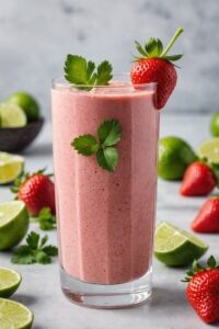 Strawberry Lime Cilantro Smoothie