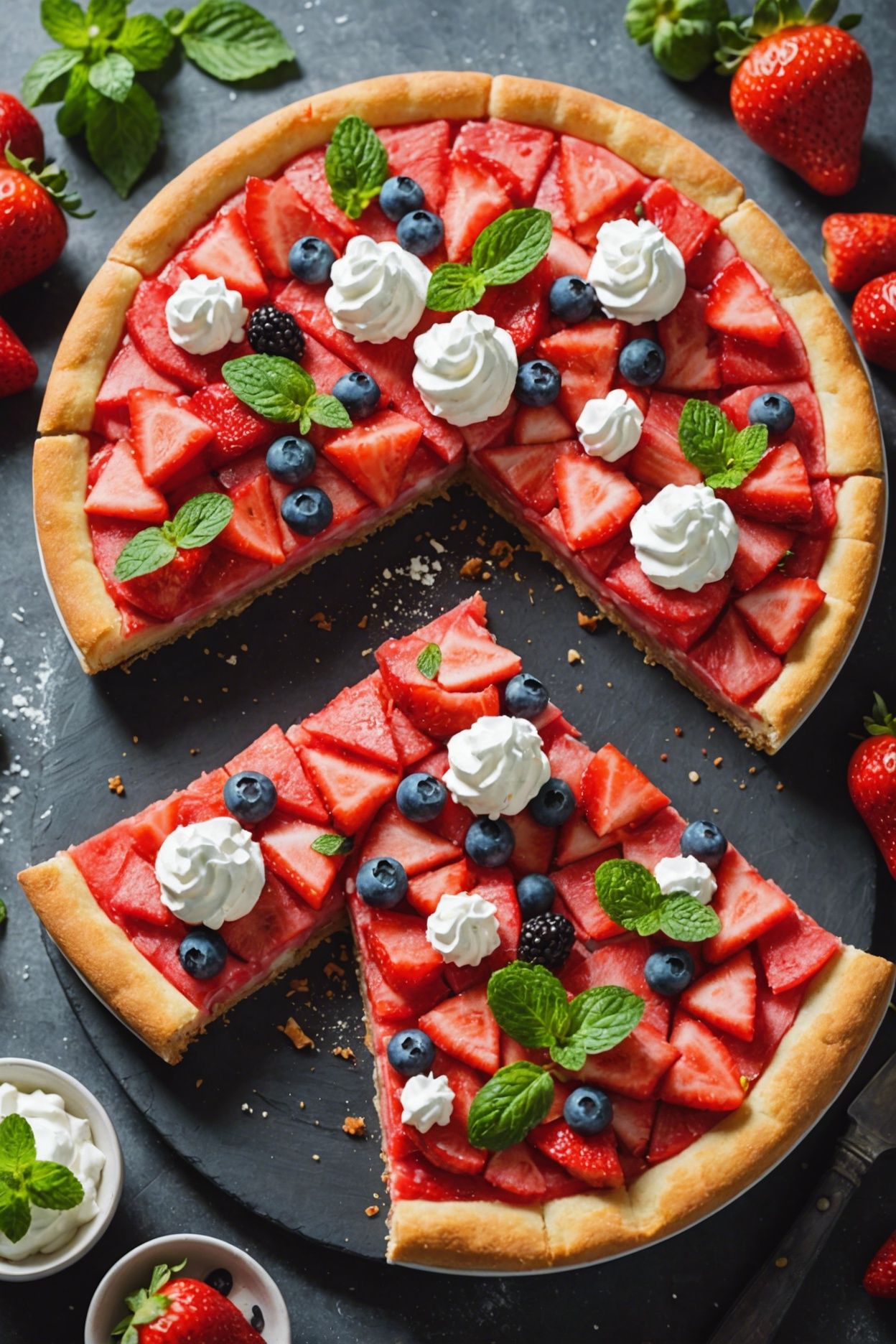 Strawberry Shortcake Watermelon Pizza